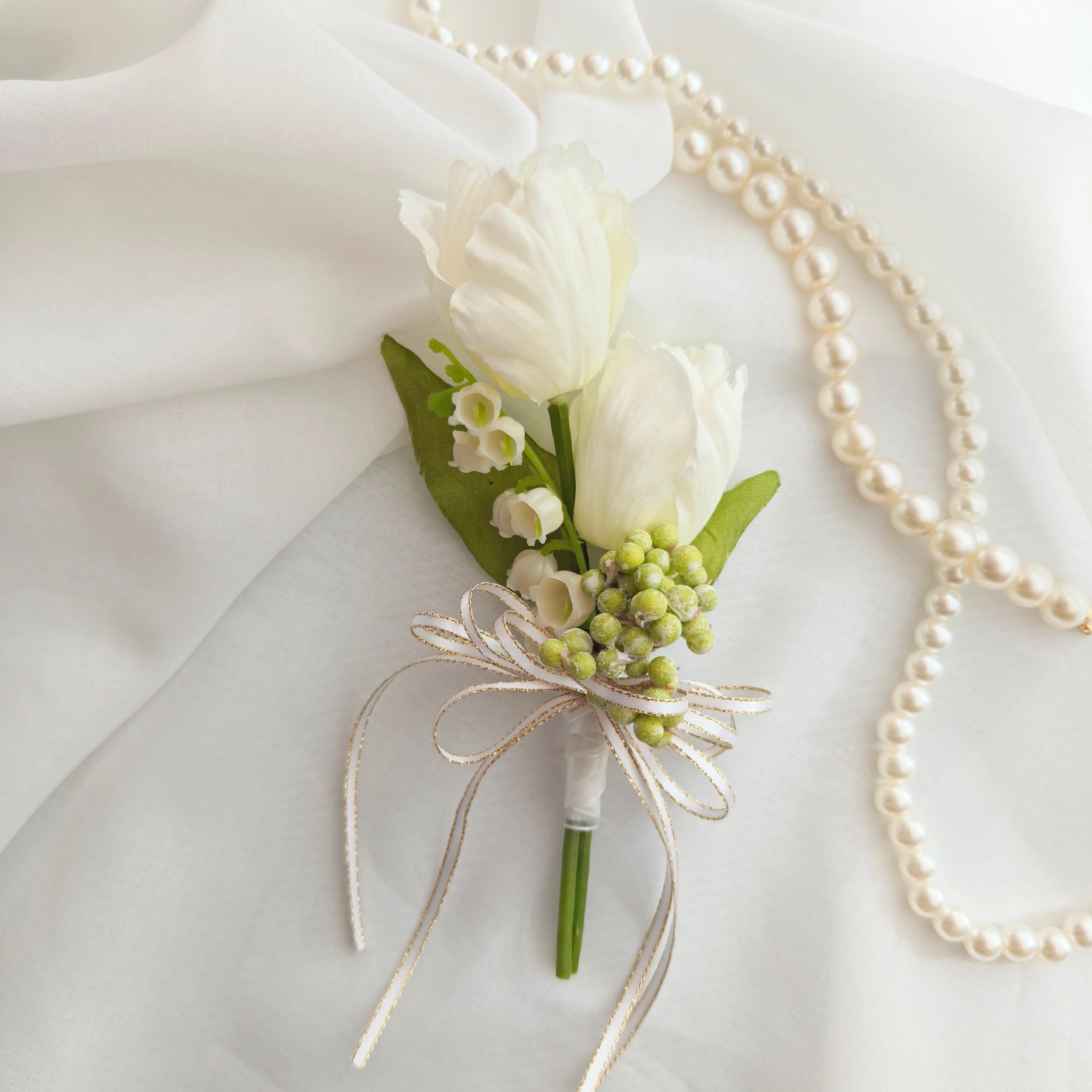 チューリップとすずらんのシンプルコサージュ　親子コサージュ 入学式 入学式 卒業式 大人フォーマル シンプル 春2026